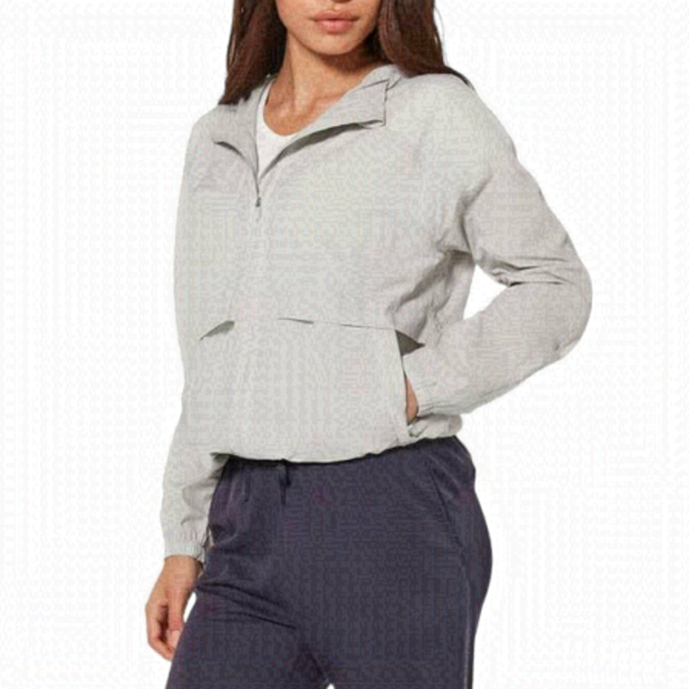 Lululemon Hood Lite Jacket Full Zip Wind Water Proof Chrome Gray 6 - Picture 1 of 6
